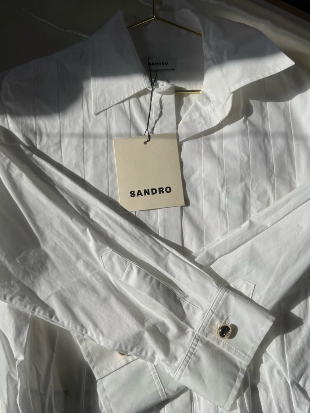 Sandro White Pleated Panel Dress Shirt - Picture 3 of 4
